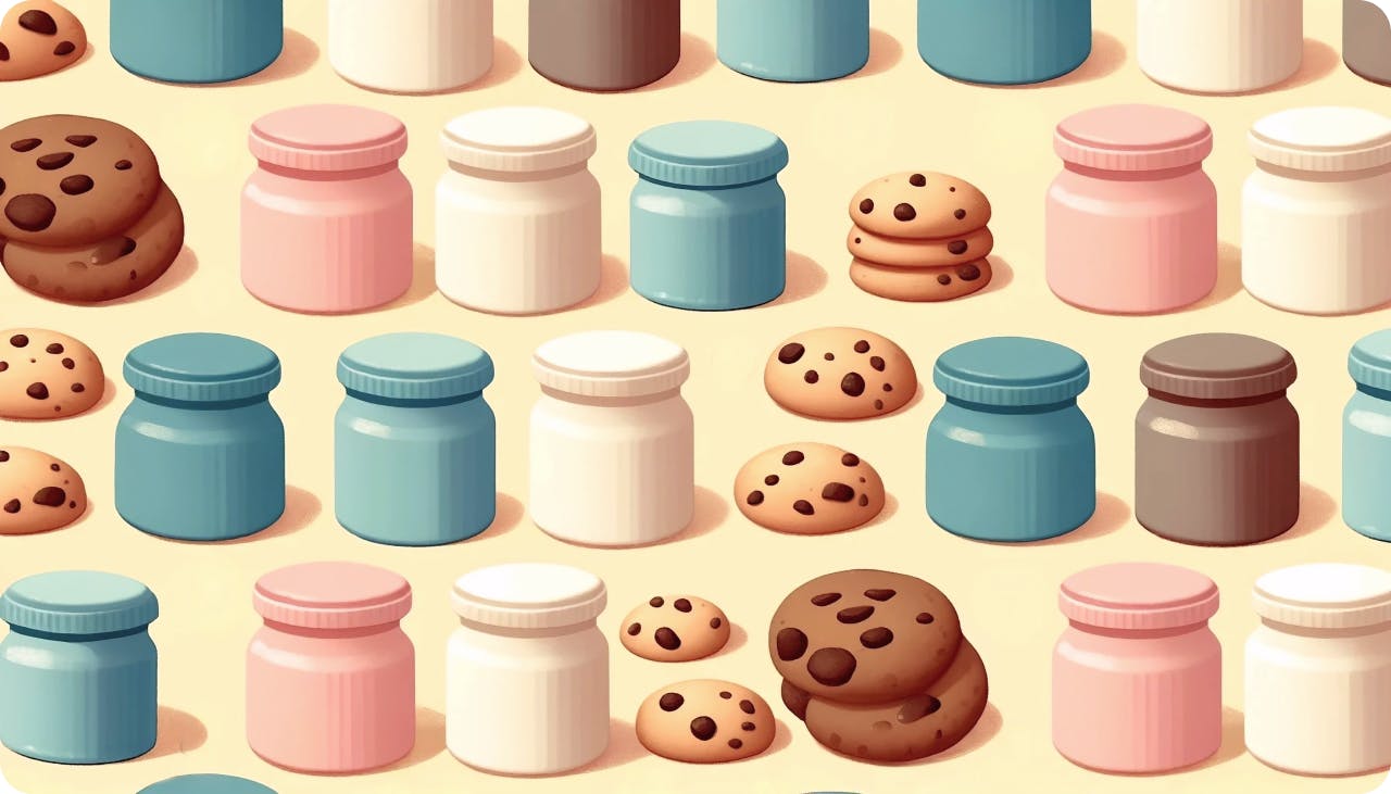 Background of cookie jars and cookies