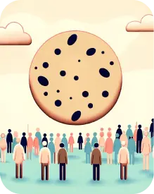 Group of people staring at a giant cookie